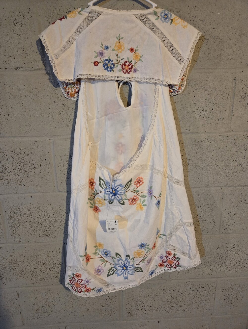 New With Tags Free People Ivory Embroidered Floral Mini Dress Size Large - Picture 3 of 4